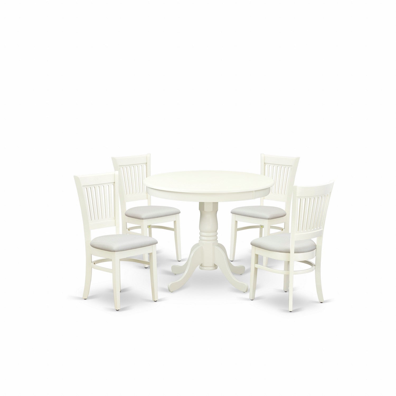 Linen White 5-Piece Dining Set with Upholstered Chairs