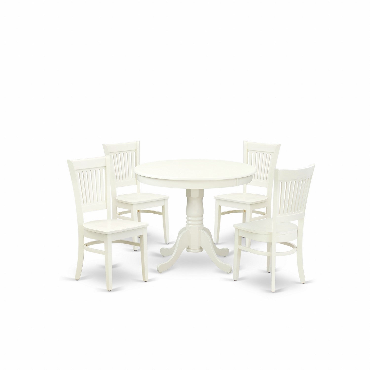 Linen White 5-Piece Dining Set with Wood Chairs