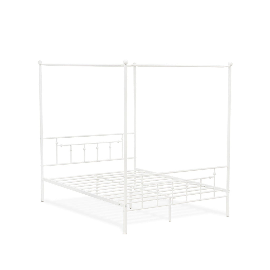 Anniston Queen Canopy Bed in Linen White