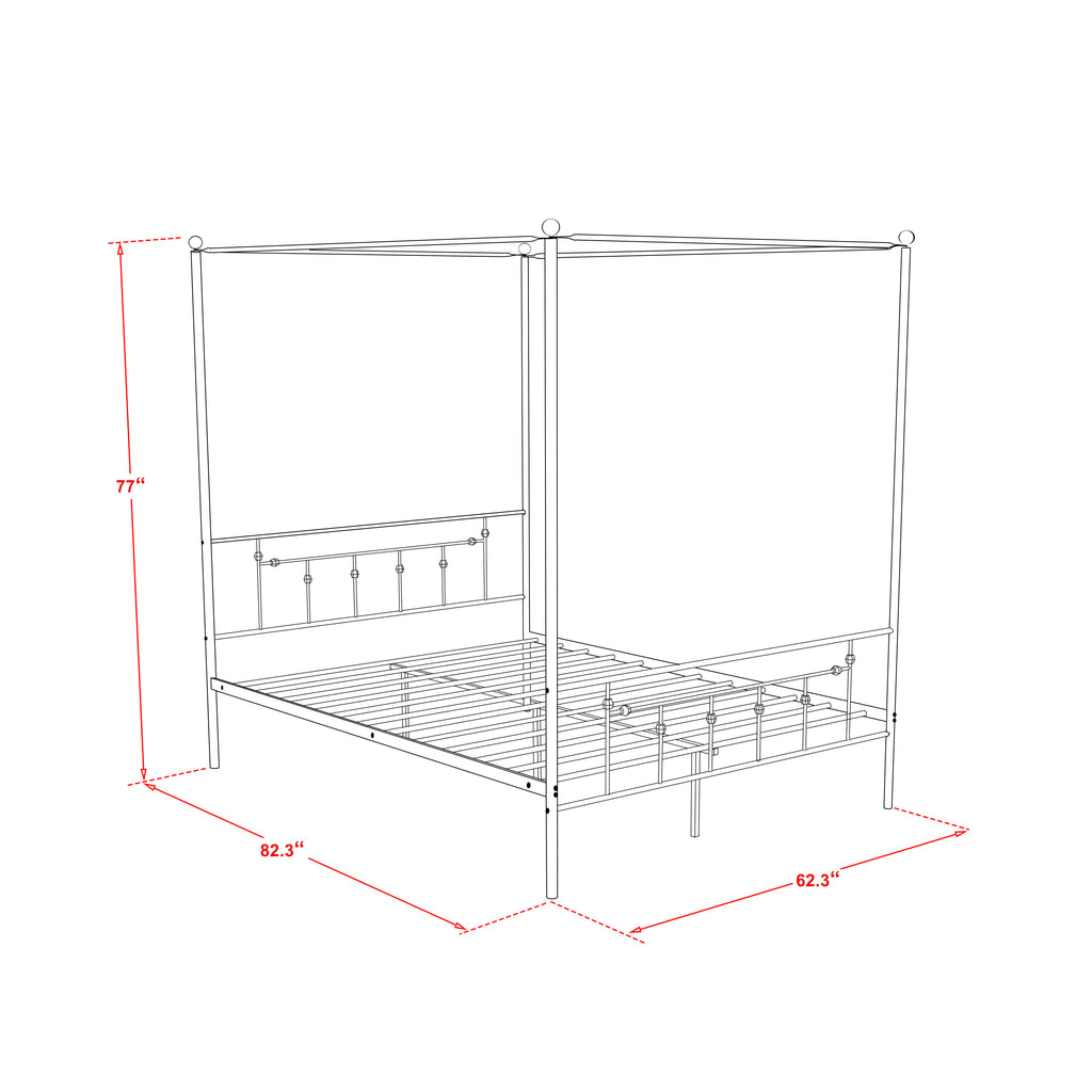 Anniston Queen Canopy Bed in Linen White