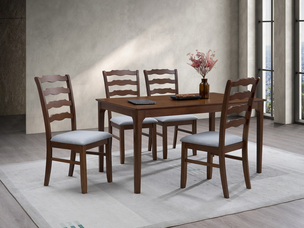 ACTU Solid Wood Dining Set with Upholstered Chairs