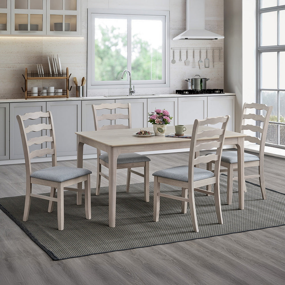 ACTU Solid Wood Dining Set with Upholstered Chairs