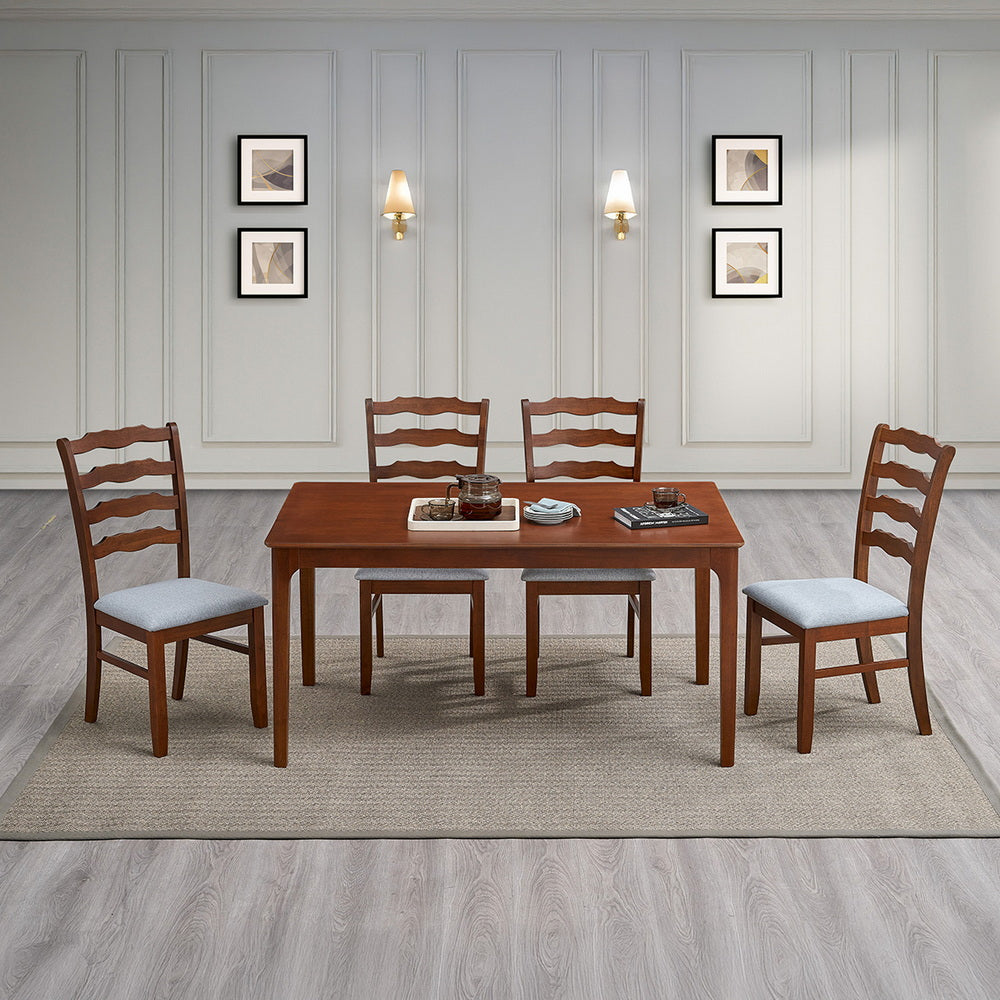 ACTU Solid Wood Dining Set with Upholstered Chairs