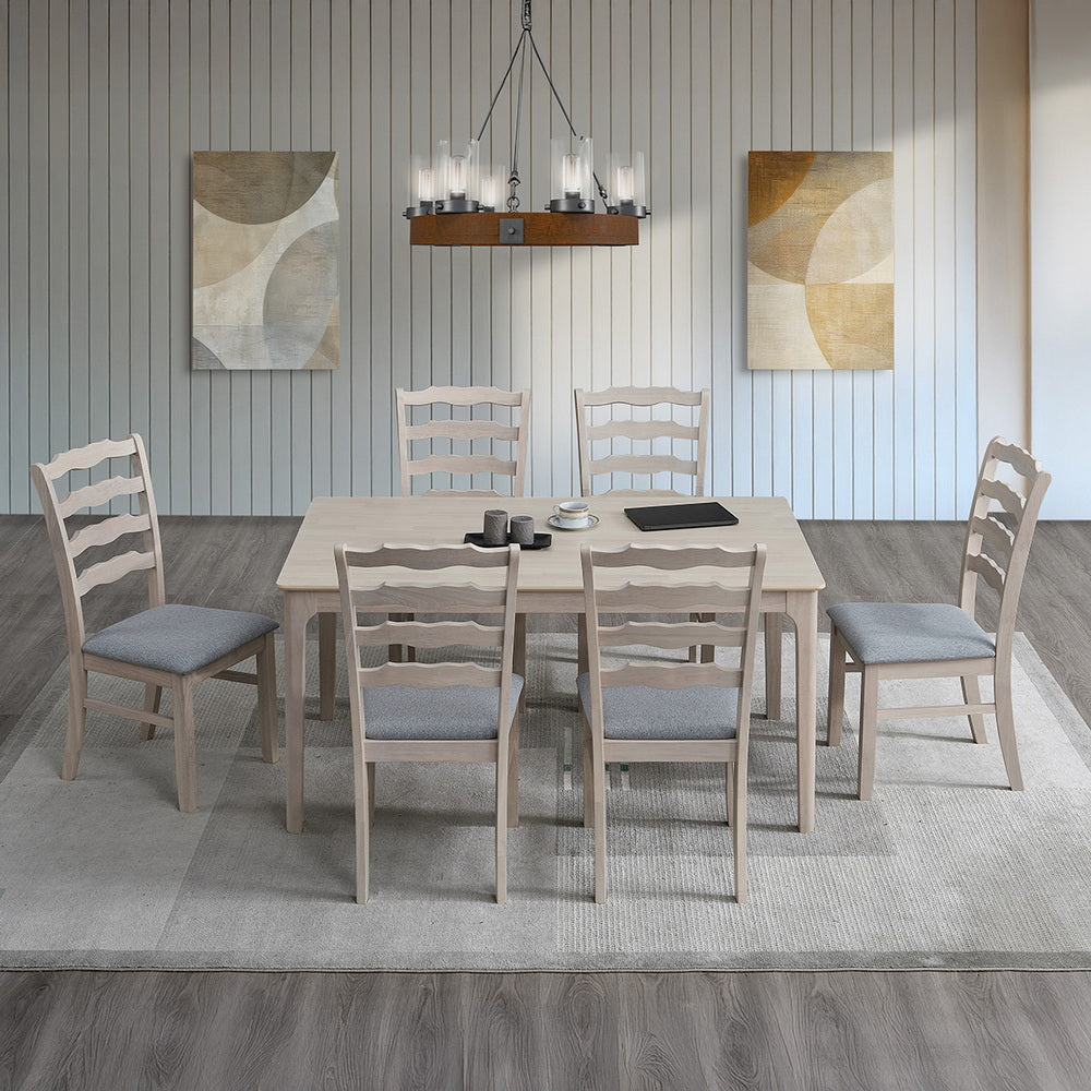 ACTU Solid Wood Dining Set with Upholstered Chairs