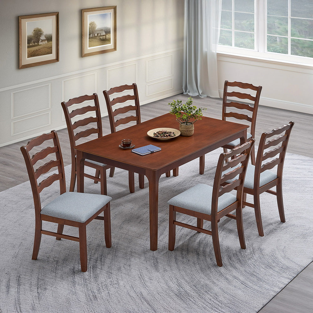 ACTU Solid Wood Dining Set with Upholstered Chairs
