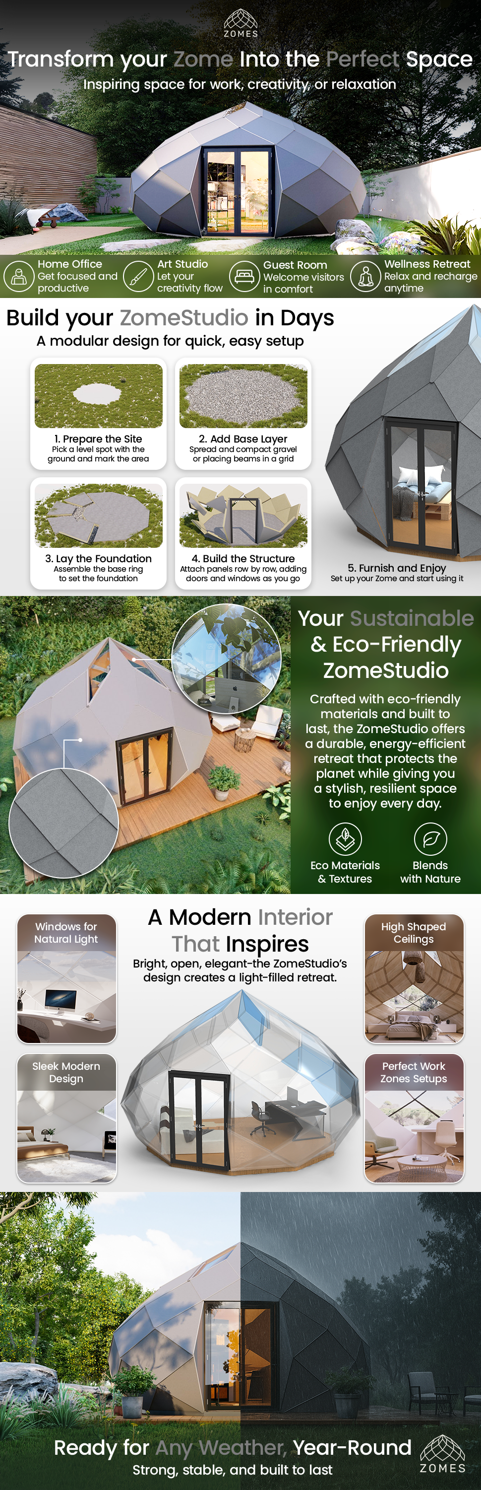 Patio Elegance Zomes Outdoor Office Pod