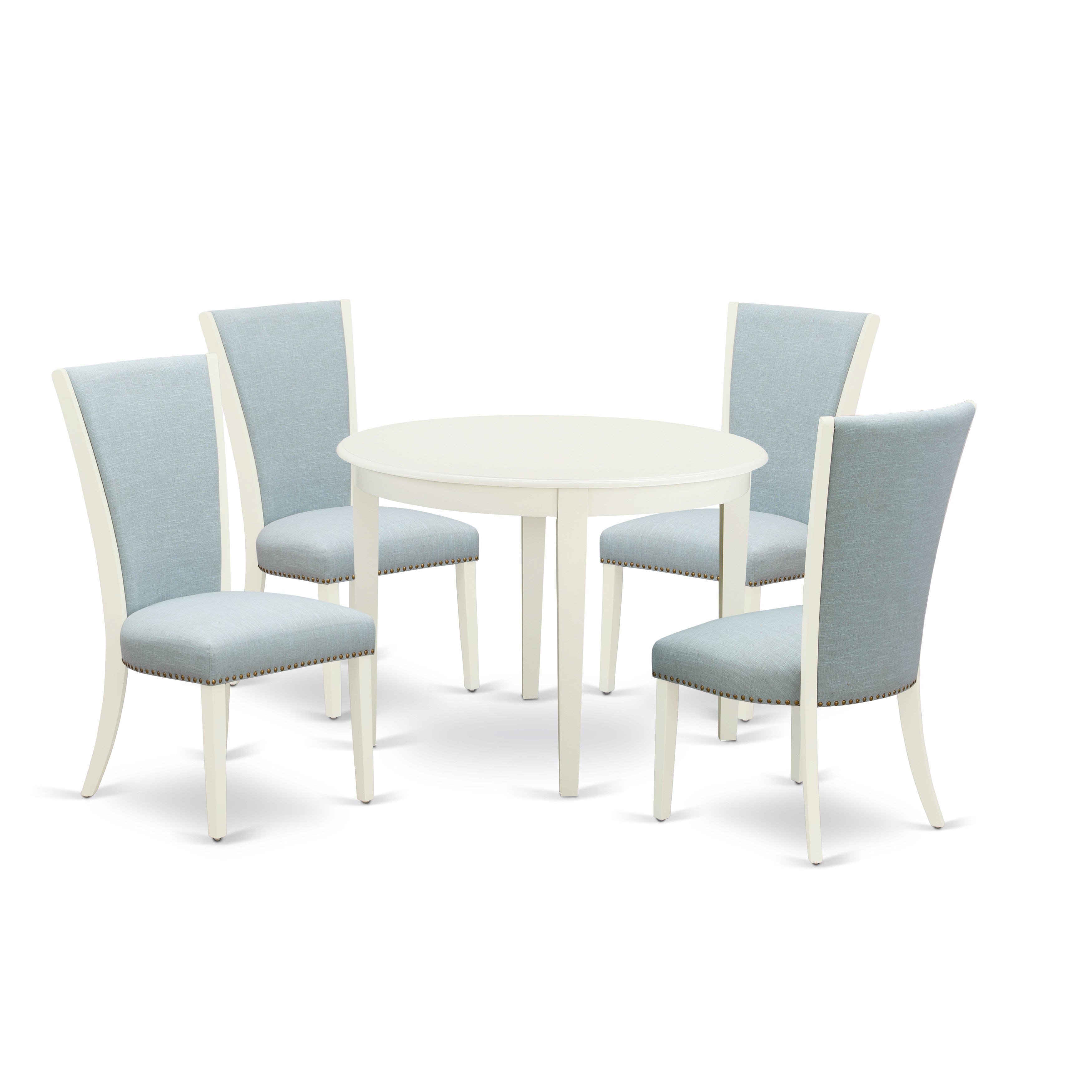 5-Piece Dining Set with Blue Upholstered Chairs