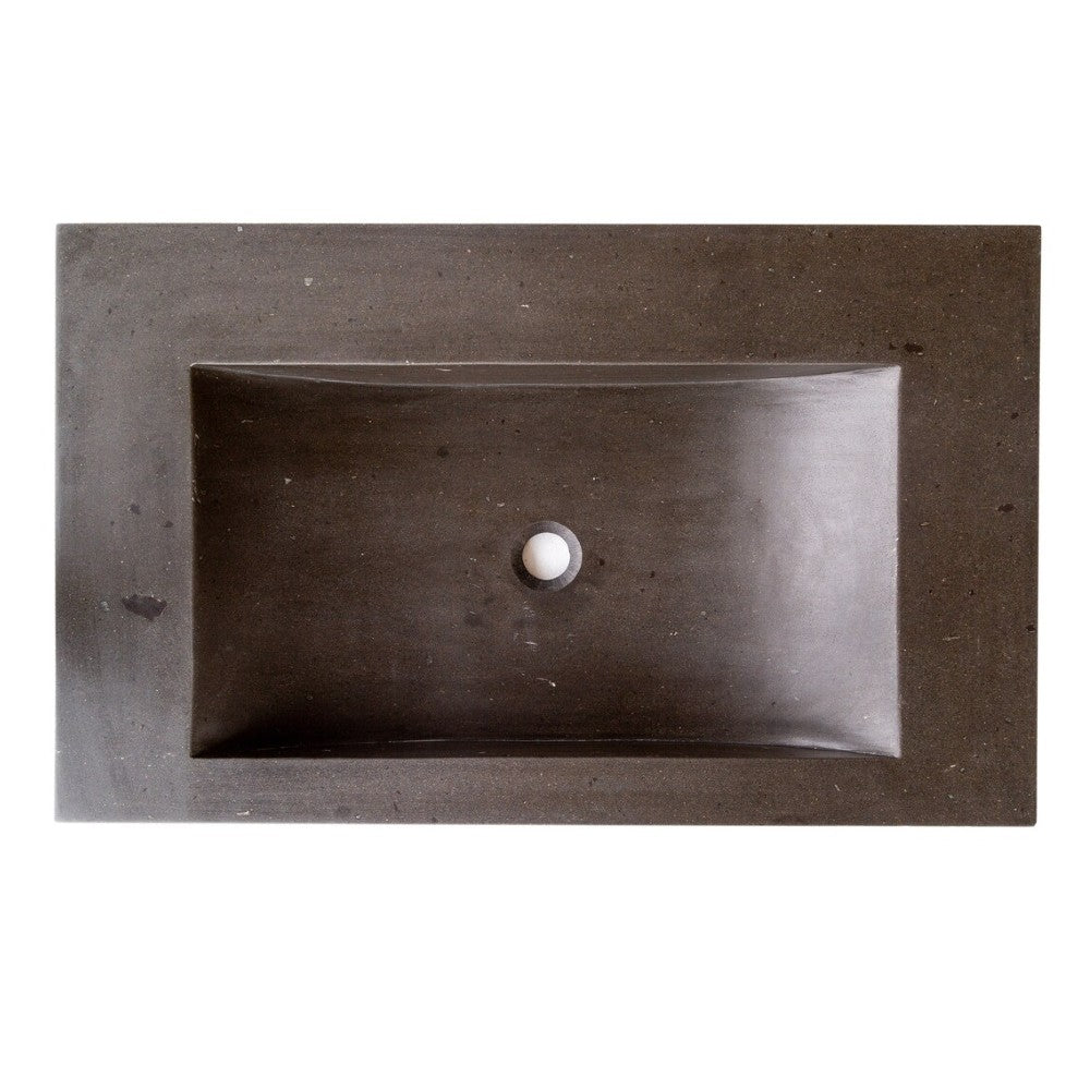 Black Andesite Natural Stone Rectangular Sink Honed/Matte (W)20" (L)33" (H)6"