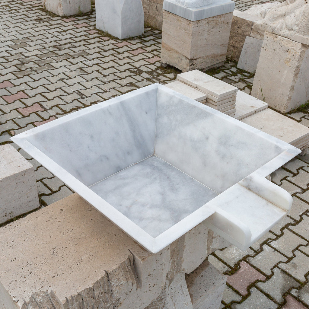 Carrara White Marble Natural Stone Pool Square Poolwok with Lip
