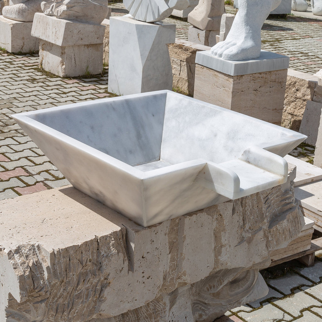 Carrara White Marble Natural Stone Pool Square Poolwok with Lip