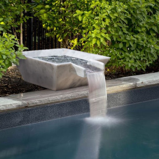 Carrara White Marble Natural Stone Pool Square Poolwok with Lip