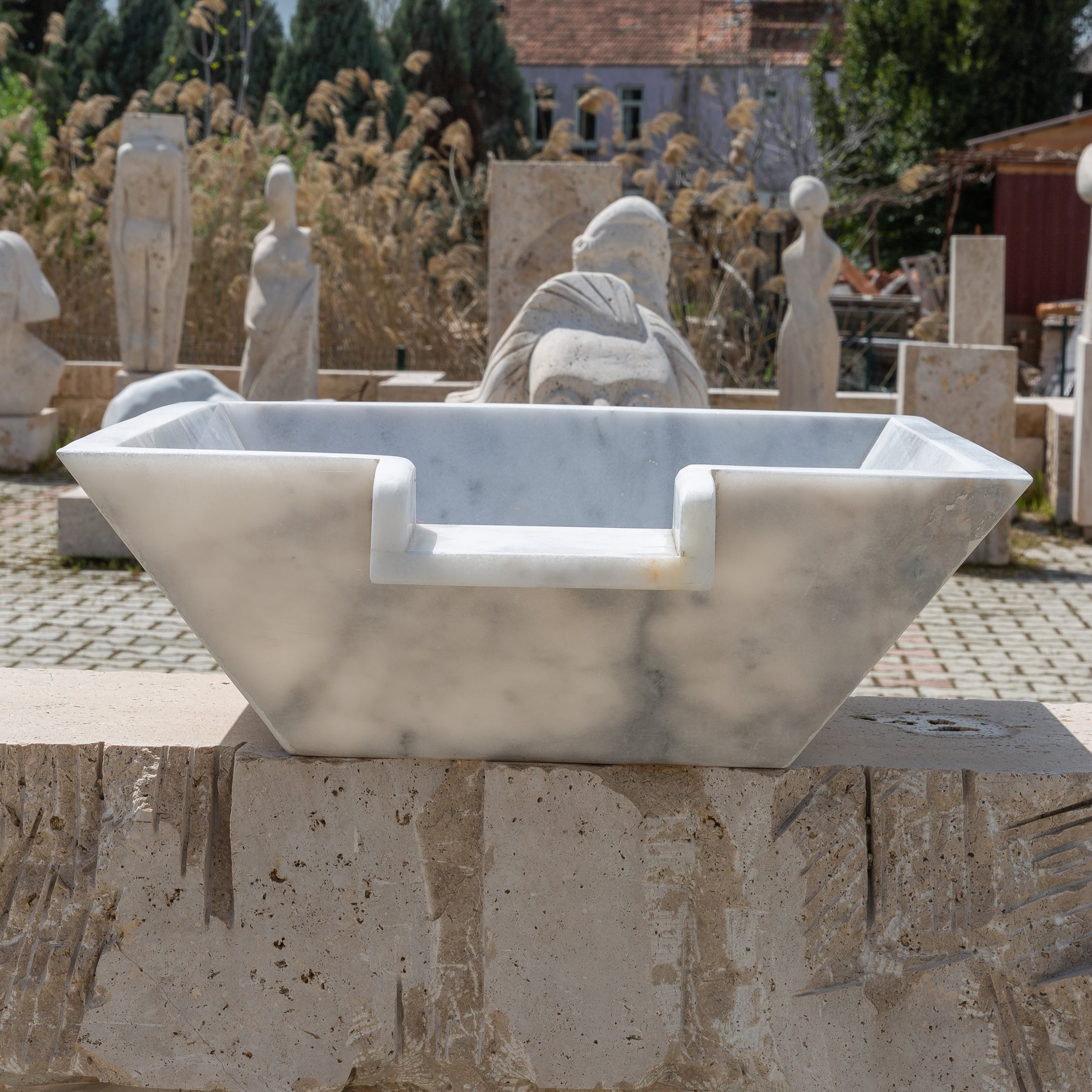 Carrara White Marble Natural Stone Pool Square Poolwok with Lip
