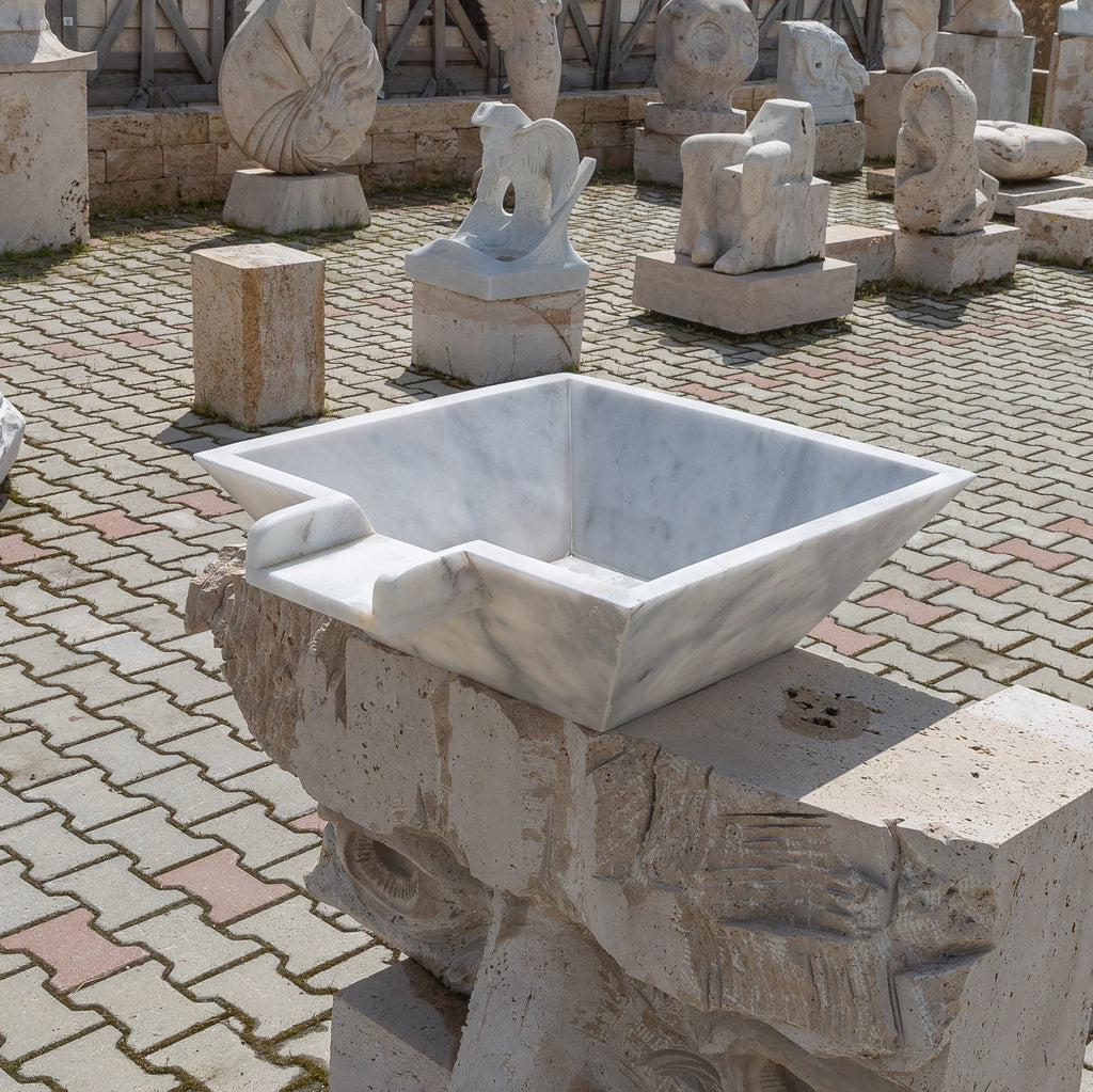 Carrara White Marble Natural Stone Pool Square Poolwok with Lip
