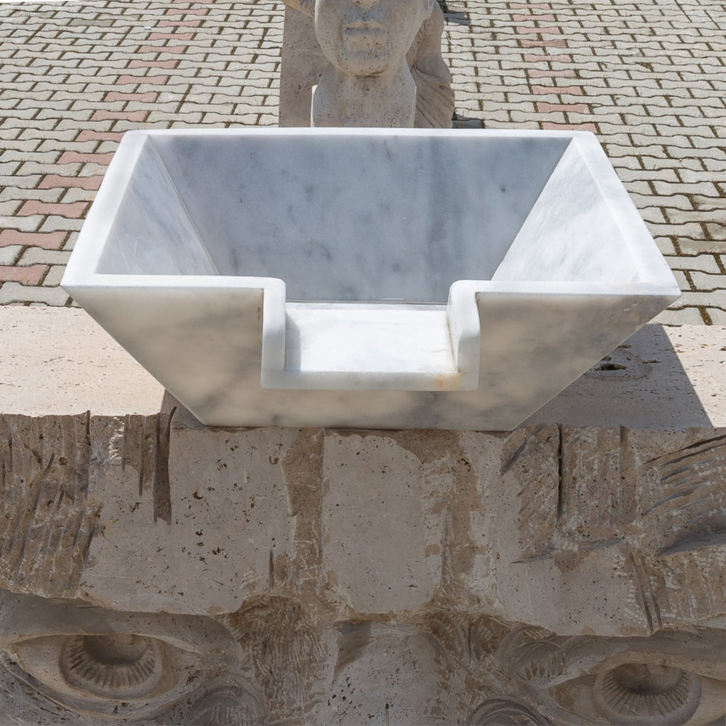 Carrara White Marble Natural Stone Pool Square Poolwok with Lip