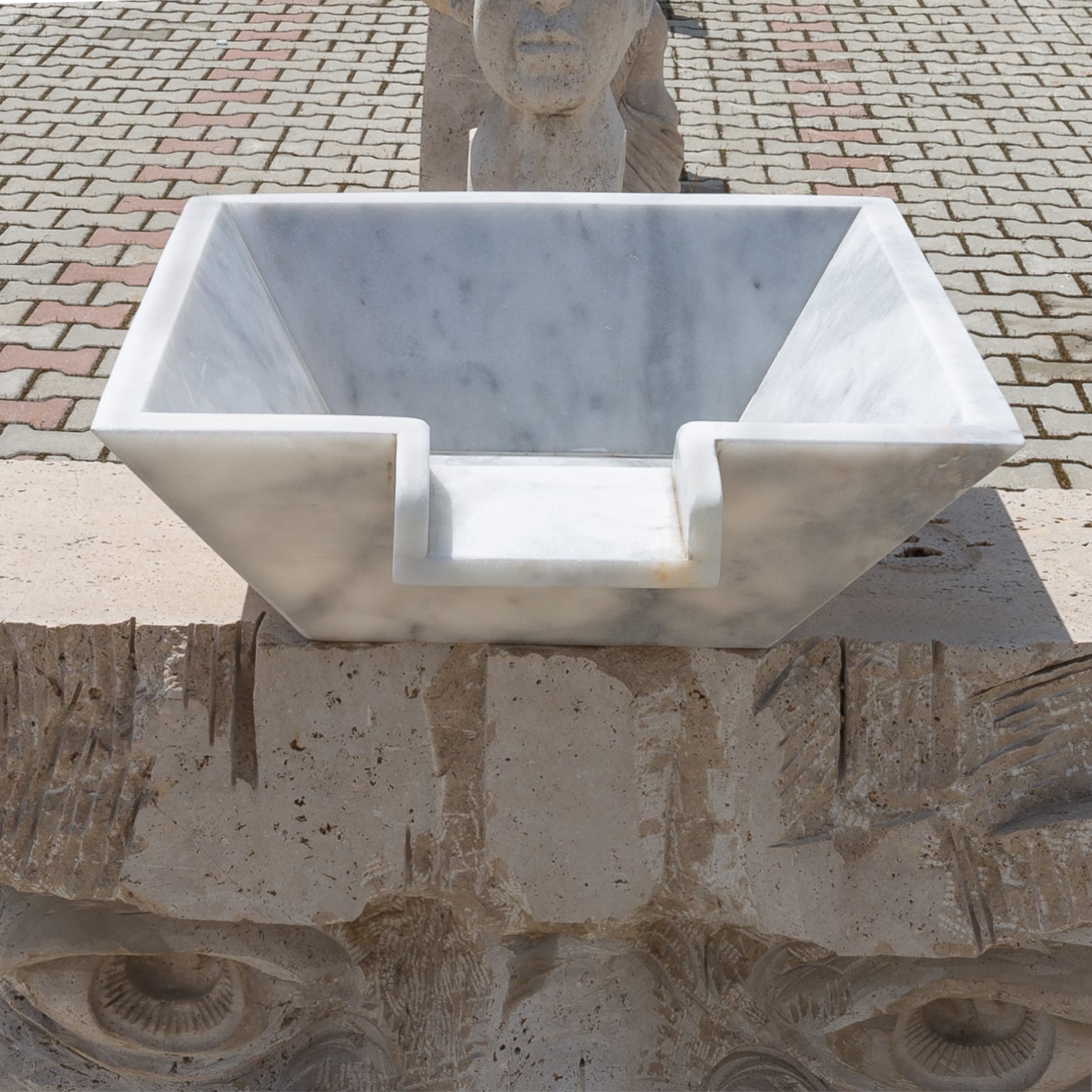 Carrara White Marble Natural Stone Pool Square Poolwok with Lip