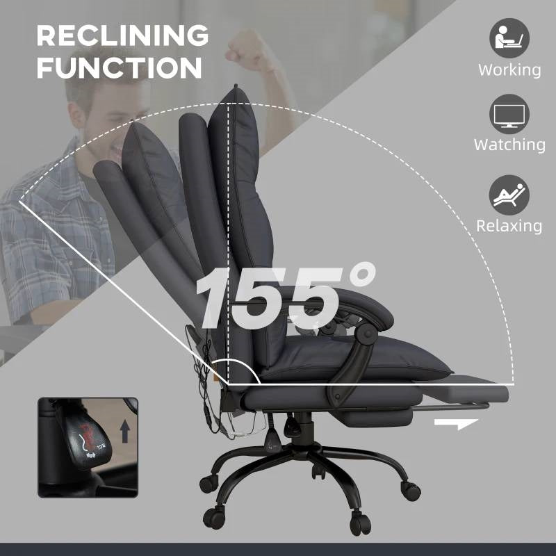 Charcoal Executive Heated Massage Office Chair