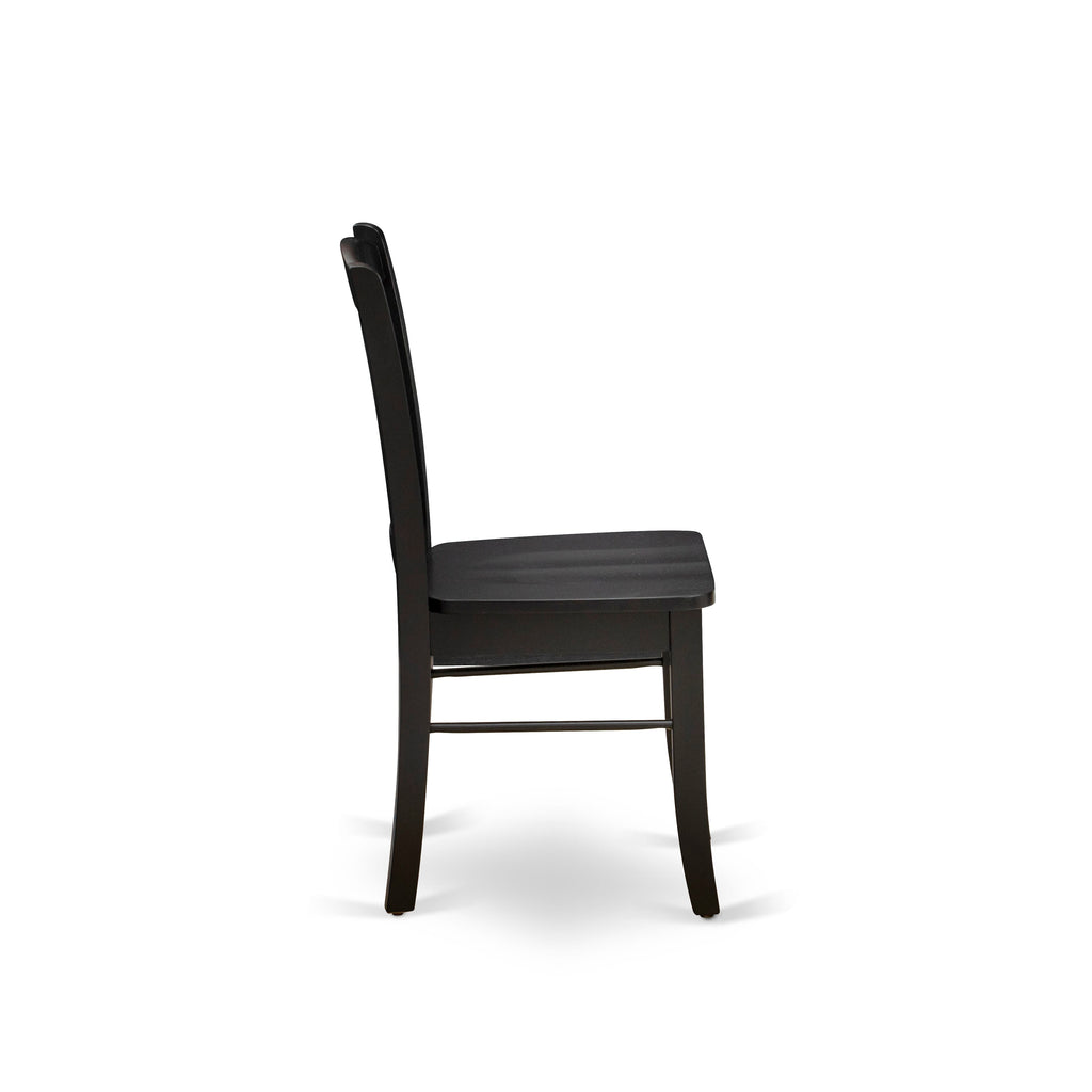 5-Piece Black Kitchen Dining Set with Wood Chairs