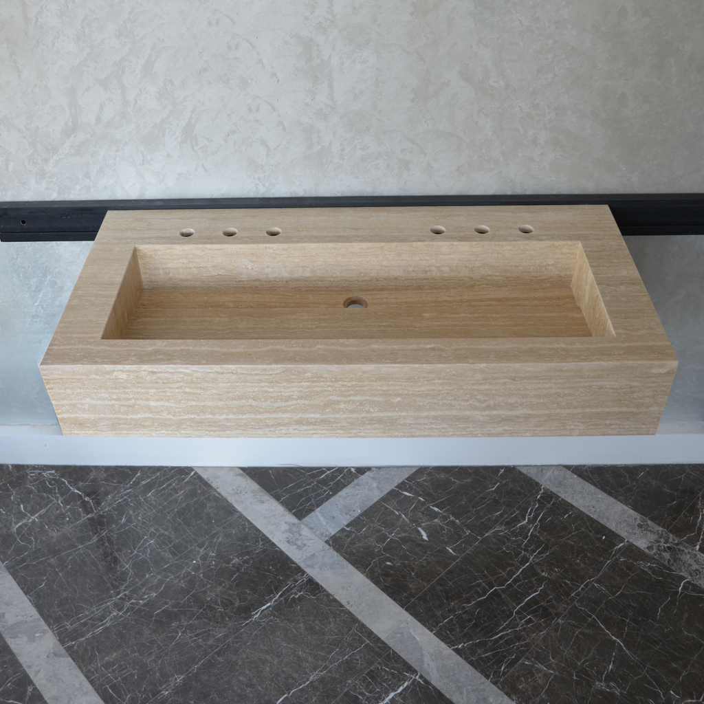 HANDCRAFTED CUSTOM TRAVERTINE SINK (TR-081)