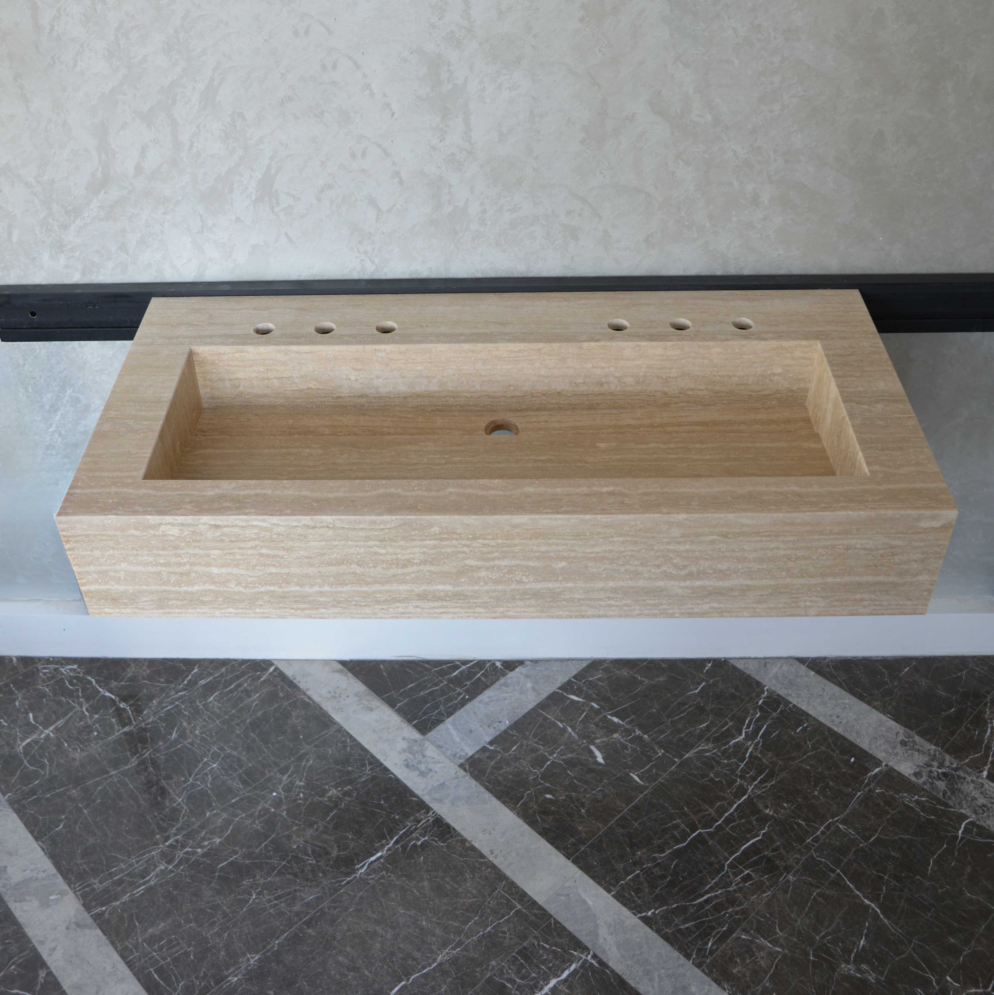 HANDCRAFTED CUSTOM TRAVERTINE SINK (TR-081)
