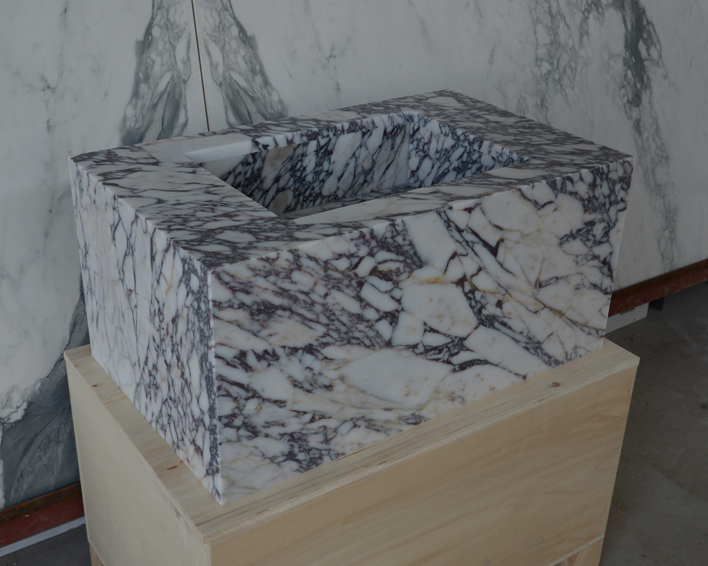 HANDCRAFTED CUSTOM CALACATTA VIOLA MARBLE SINK (NS-085)