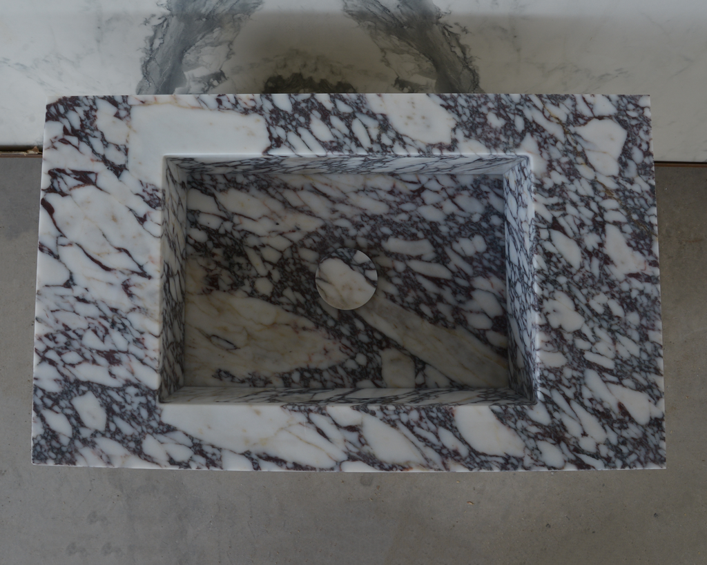 HANDCRAFTED CUSTOM CALACATTA VIOLA MARBLE SINK (NS-085)