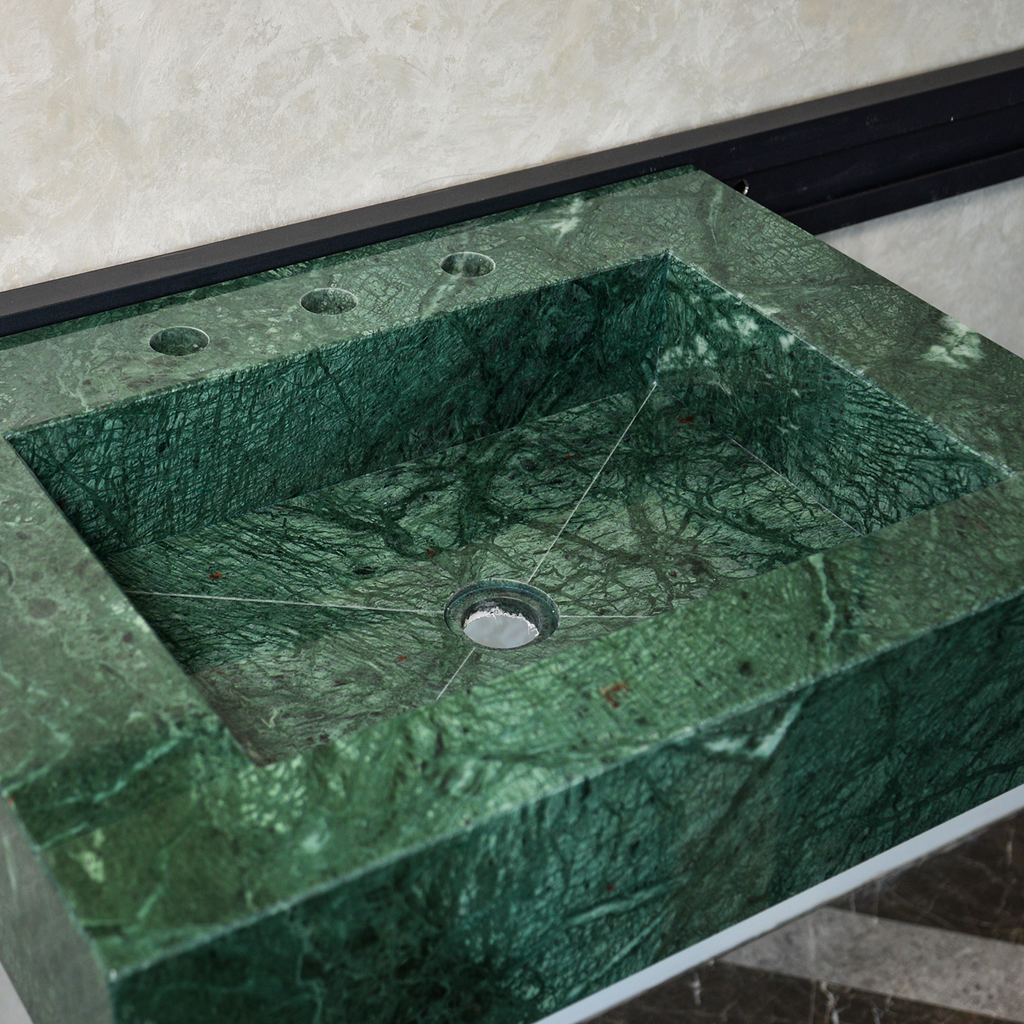 HANDCRAFTED VERDE GUATEMALA CUSTOM MARBLE SINK (NS-079)