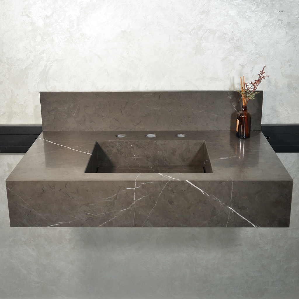 HANDCRAFTED PIETRA GREY MARBLE SINK (NS-054)