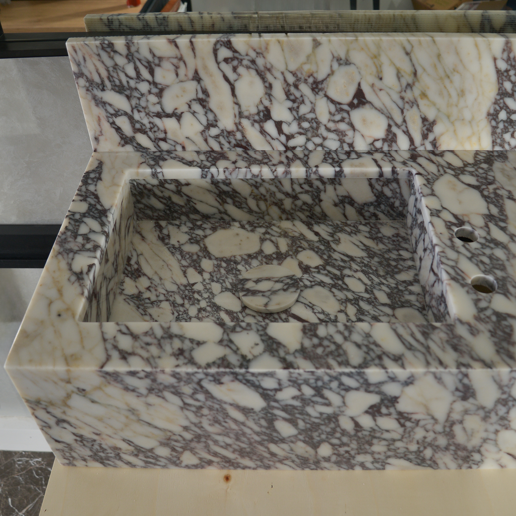 HANDCRAFTED CUSTOM CALACATTA VIOLA MARBLE SINK (NS-096)
