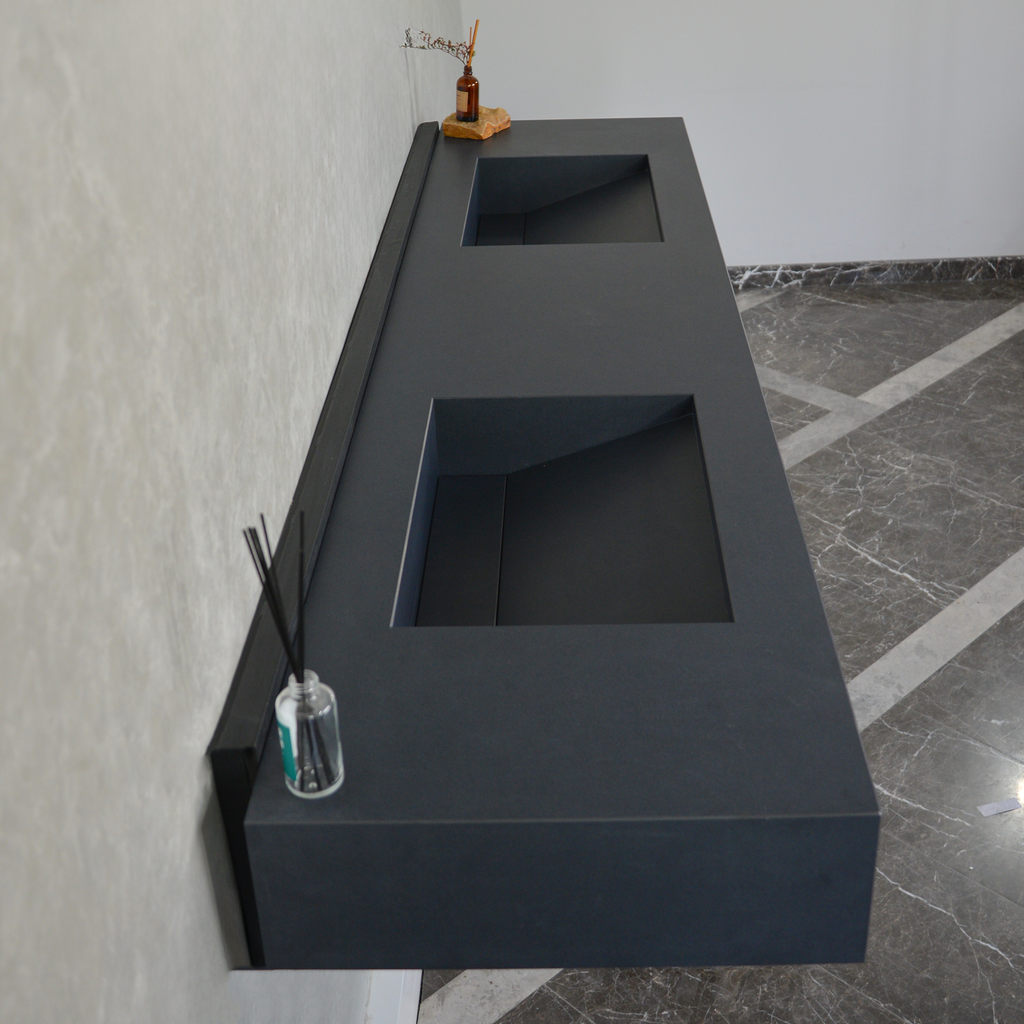HANDCRAFTED INFINITY TOTAL BLACK HIGH ENGINEERED PORCELAIN DOUBLE SINK (ES-093)
