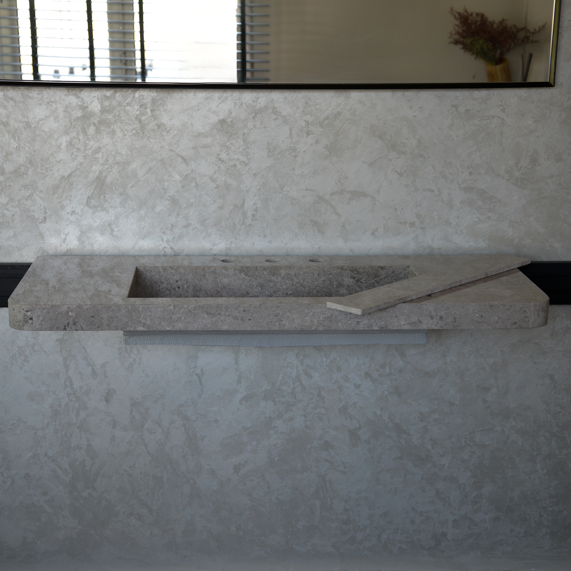 HANDCRAFTED CUSTOM TUNDRA GREY MARBLE SINK (NS-097)