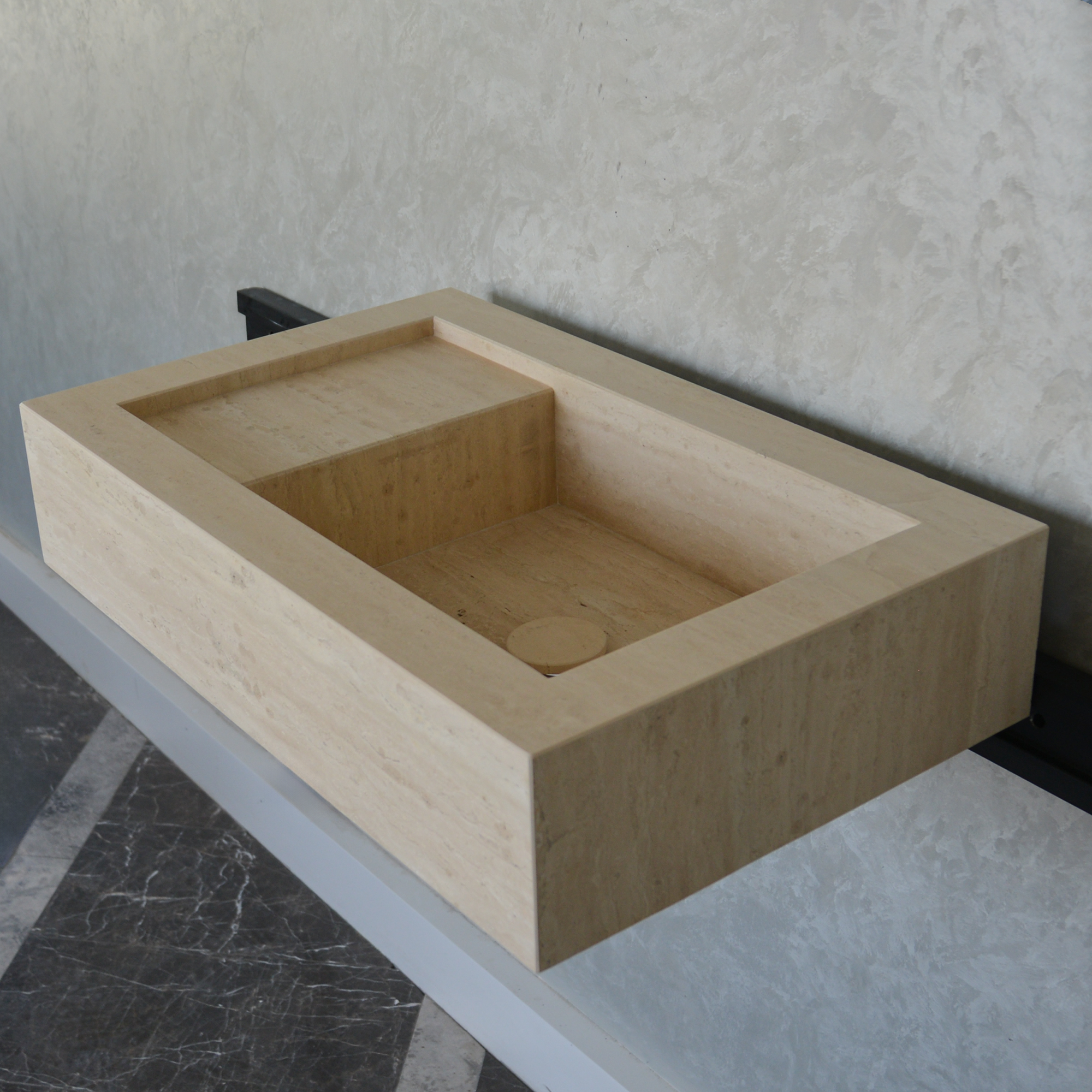 HANDCRAFTED CUSTOM TRAVERTINE SINK (TR-056)