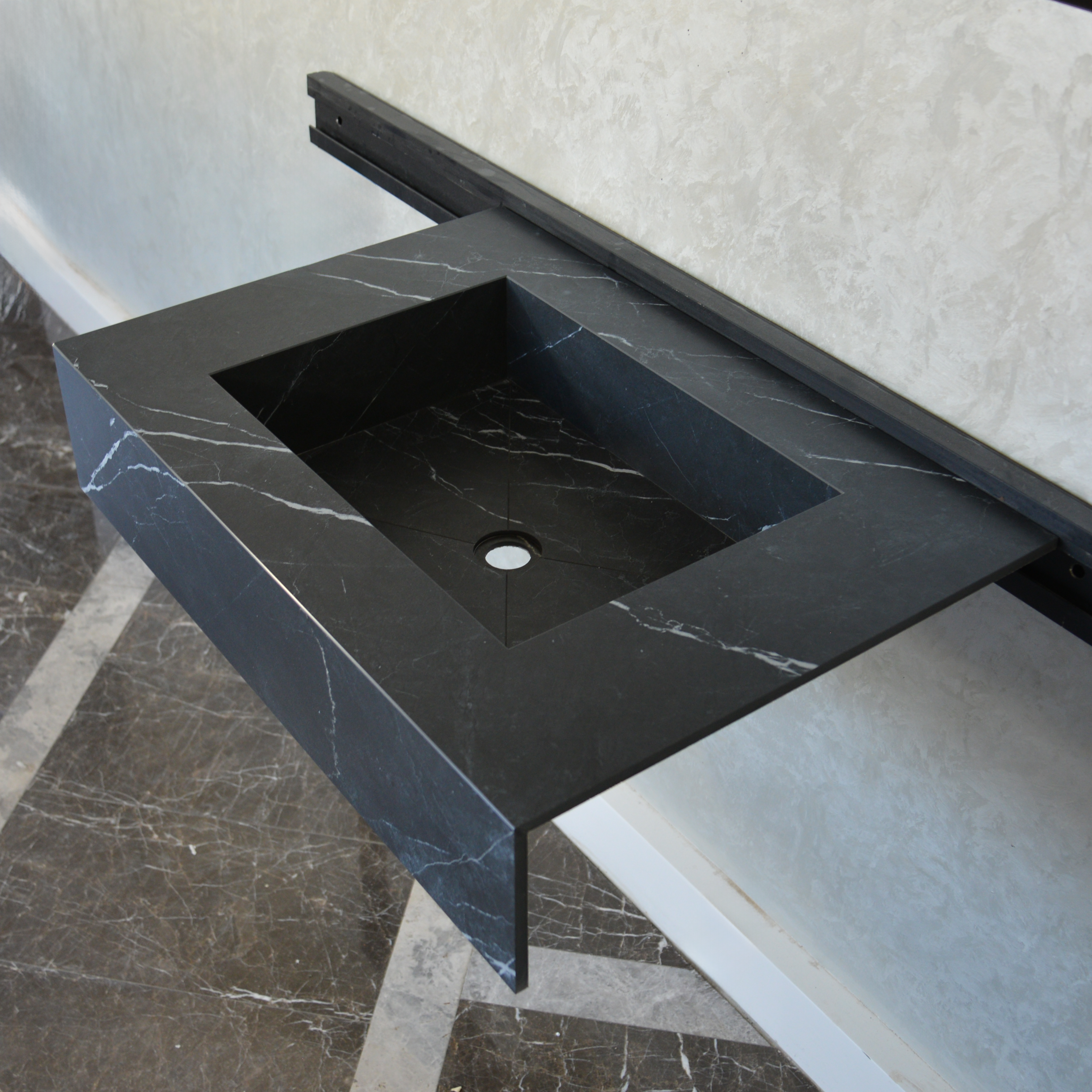 HANDCRAFTED NERO MARQUINIA HIGH ENGINEERED STONE SINK (ES-046)