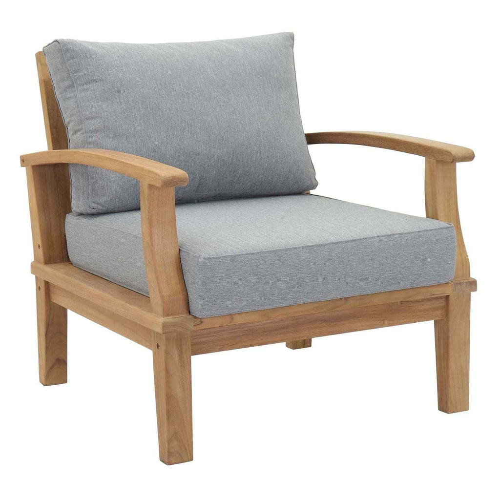 Marina 10-Piece Teak Outdoor Patio Set with Grey Cushions