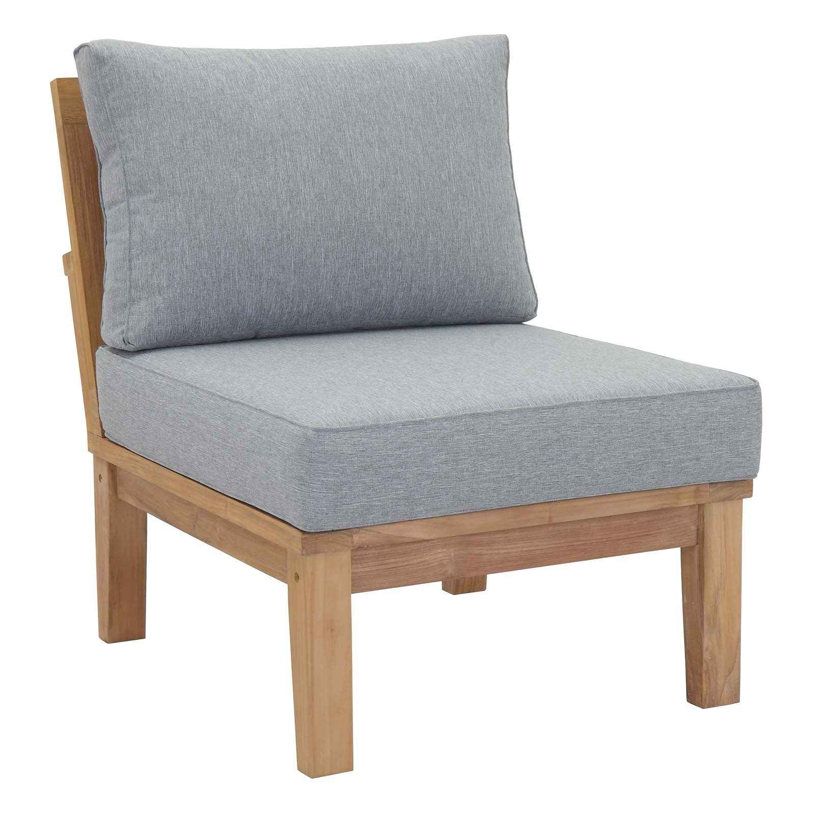 Marina 10-Piece Teak Outdoor Patio Set with Grey Cushions