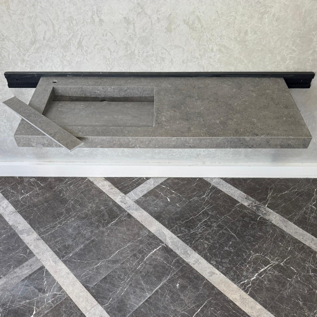 Handcrafted Custom Dekton Grafite Porcelain Bathroom Sink: Custom Vanity Top or Wall Mount (ES-060)