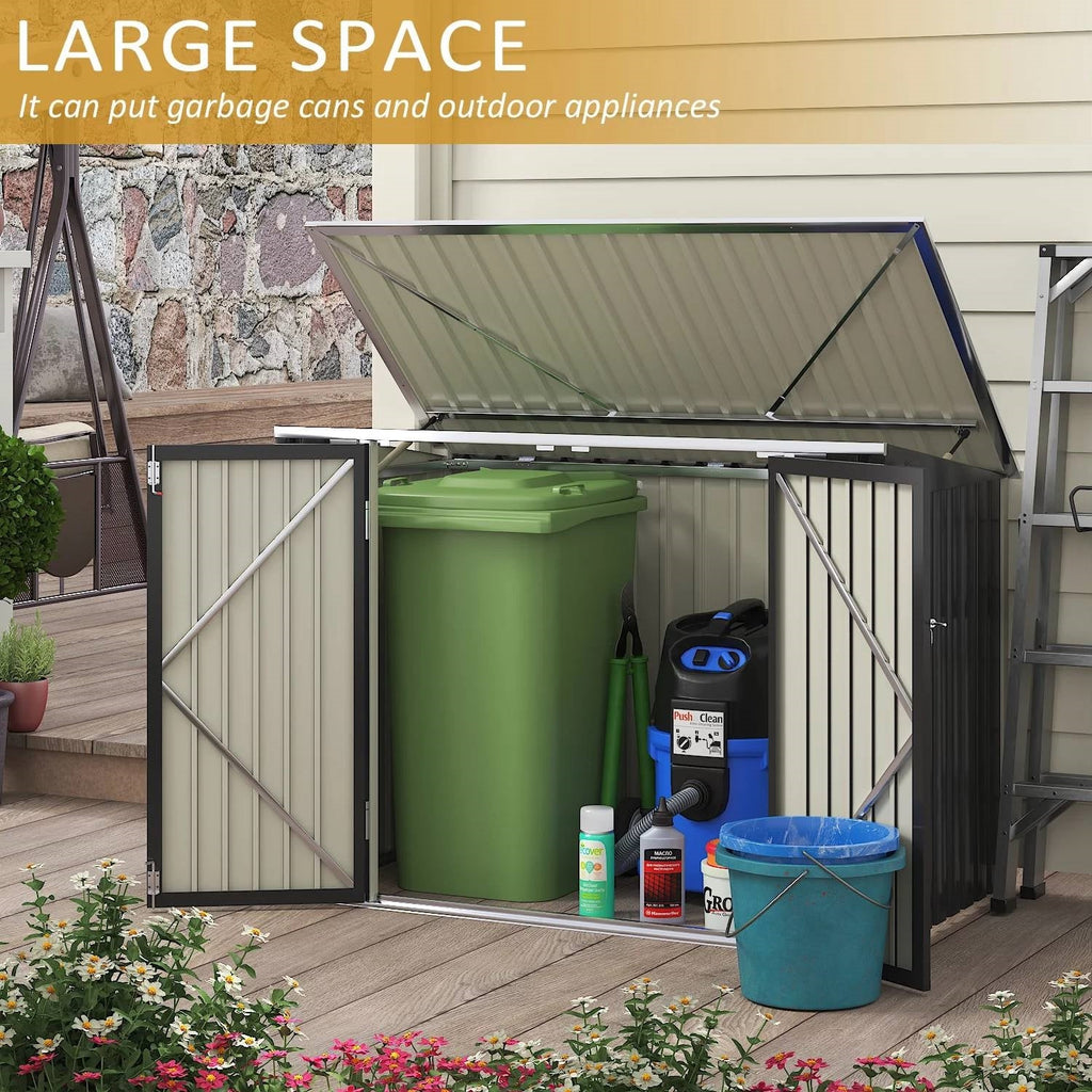 Outdoor Black Grey Galvanized Steel Garbage Trash Can Storage Shed