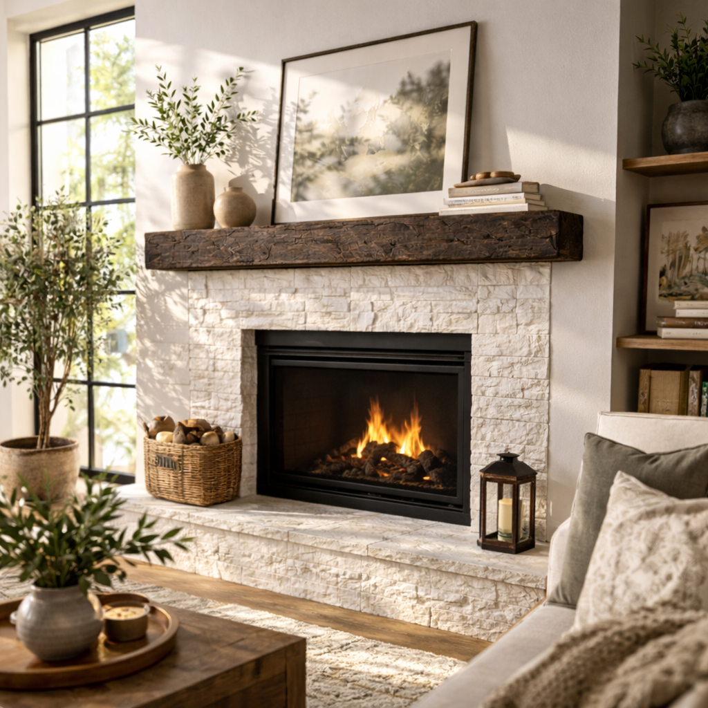 Rough Hewn Poplar Mantel Shelf