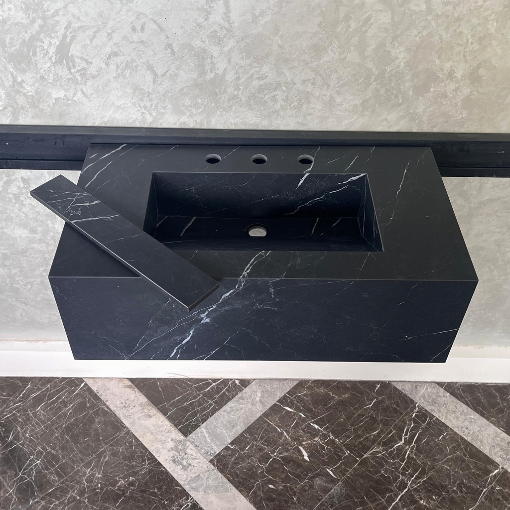 HANDCRAFTED NERO MARQUINIA HIGH ENGINEERED STONE SINK (ES-042)