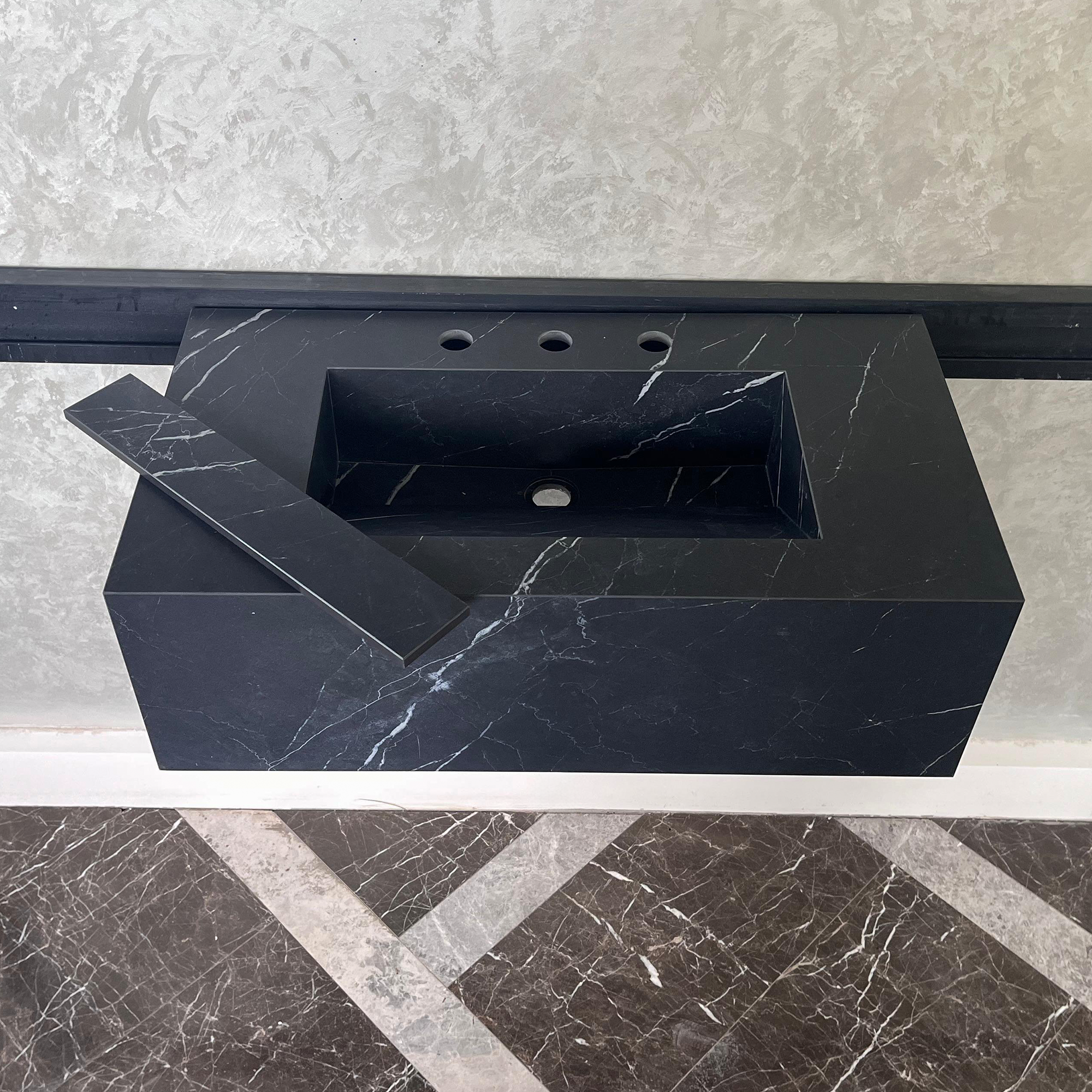 HANDCRAFTED NERO MARQUINIA HIGH ENGINEERED STONE SINK (ES-042)