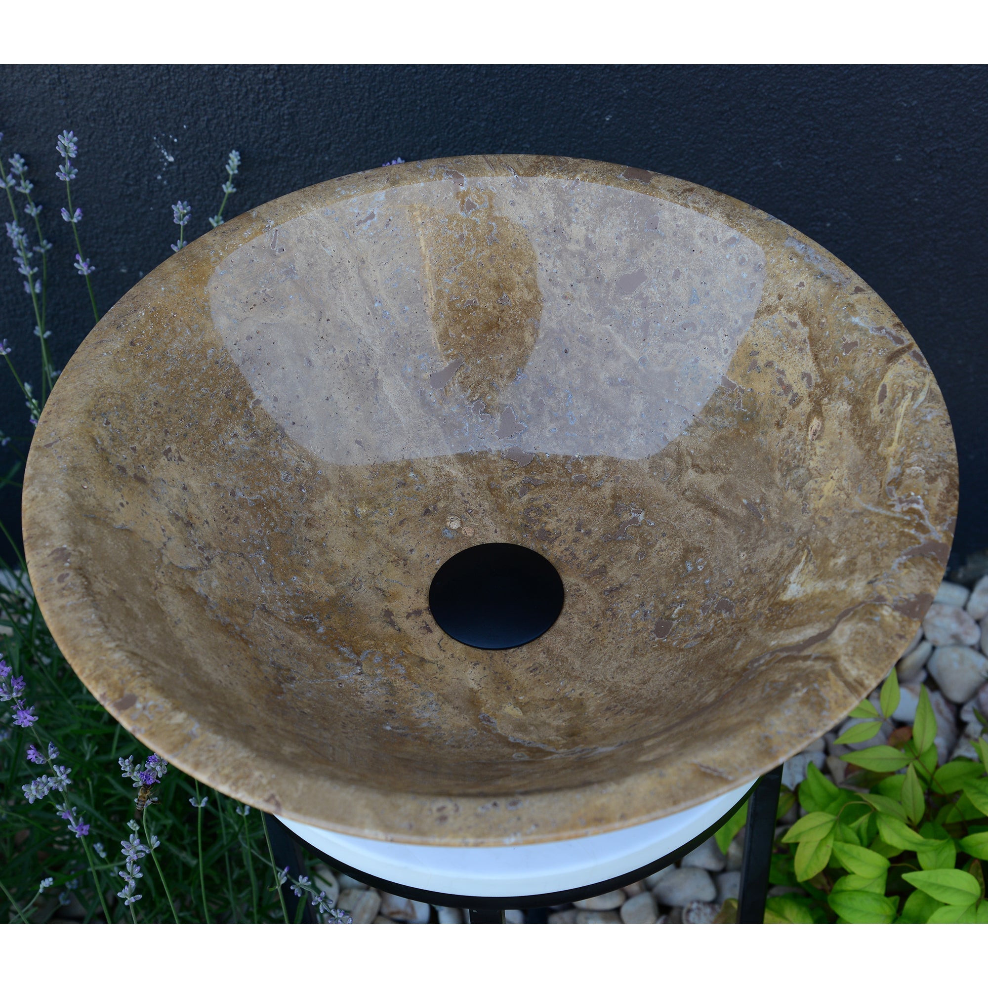 HANDCRAFTED NOCE BROWN TRAVERTINE SINK