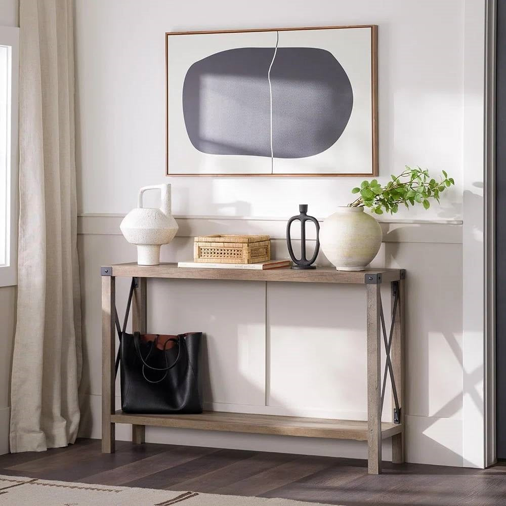 Taupe Gray Industrial Console Table