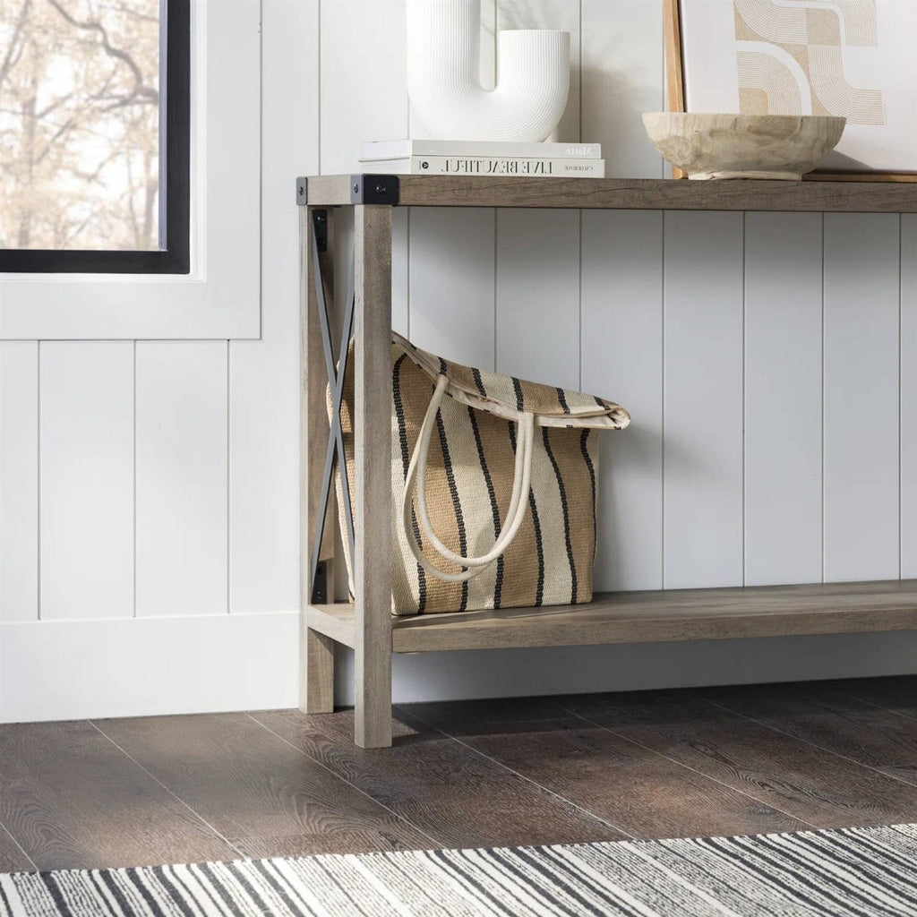Taupe Gray Industrial Console Table