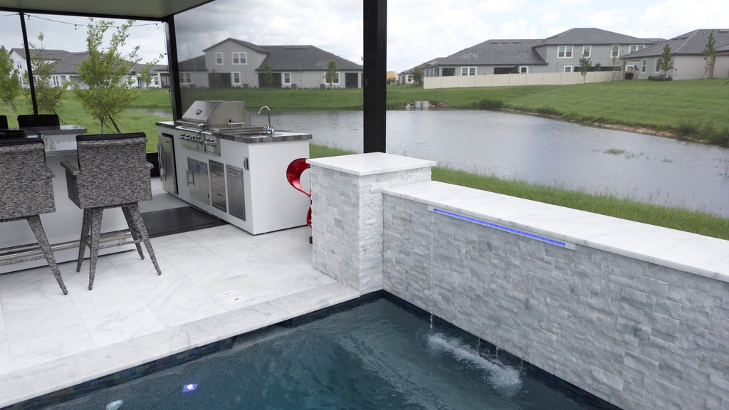 Turkish Carrara White Marble Leathered Pavers
