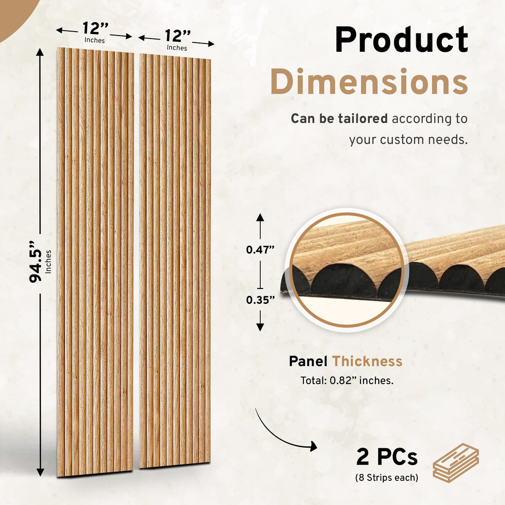 Natural Flexible Fluted Wall Panels – 2 Pack