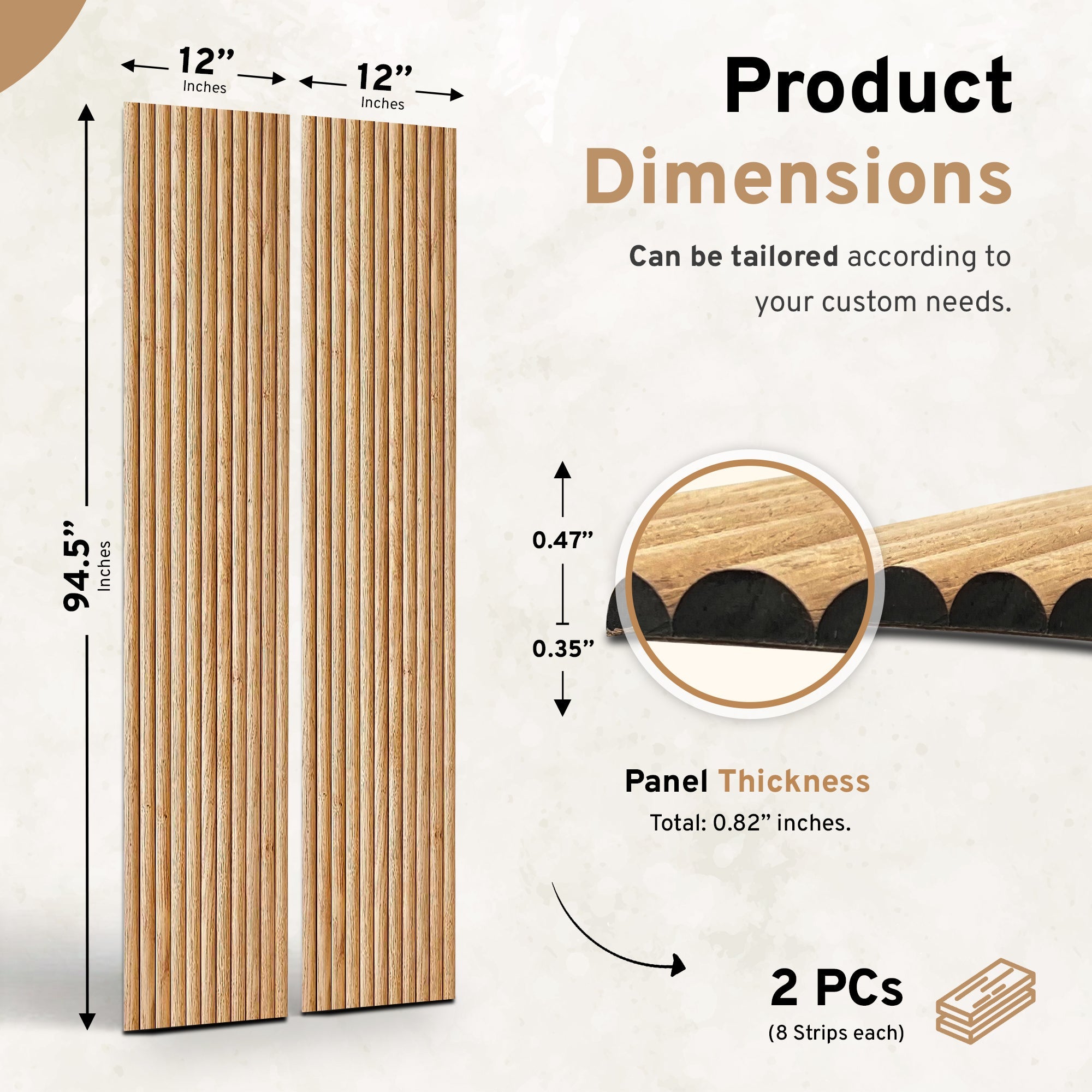 Natural Flexible Fluted Wall Panels – 2 Pack