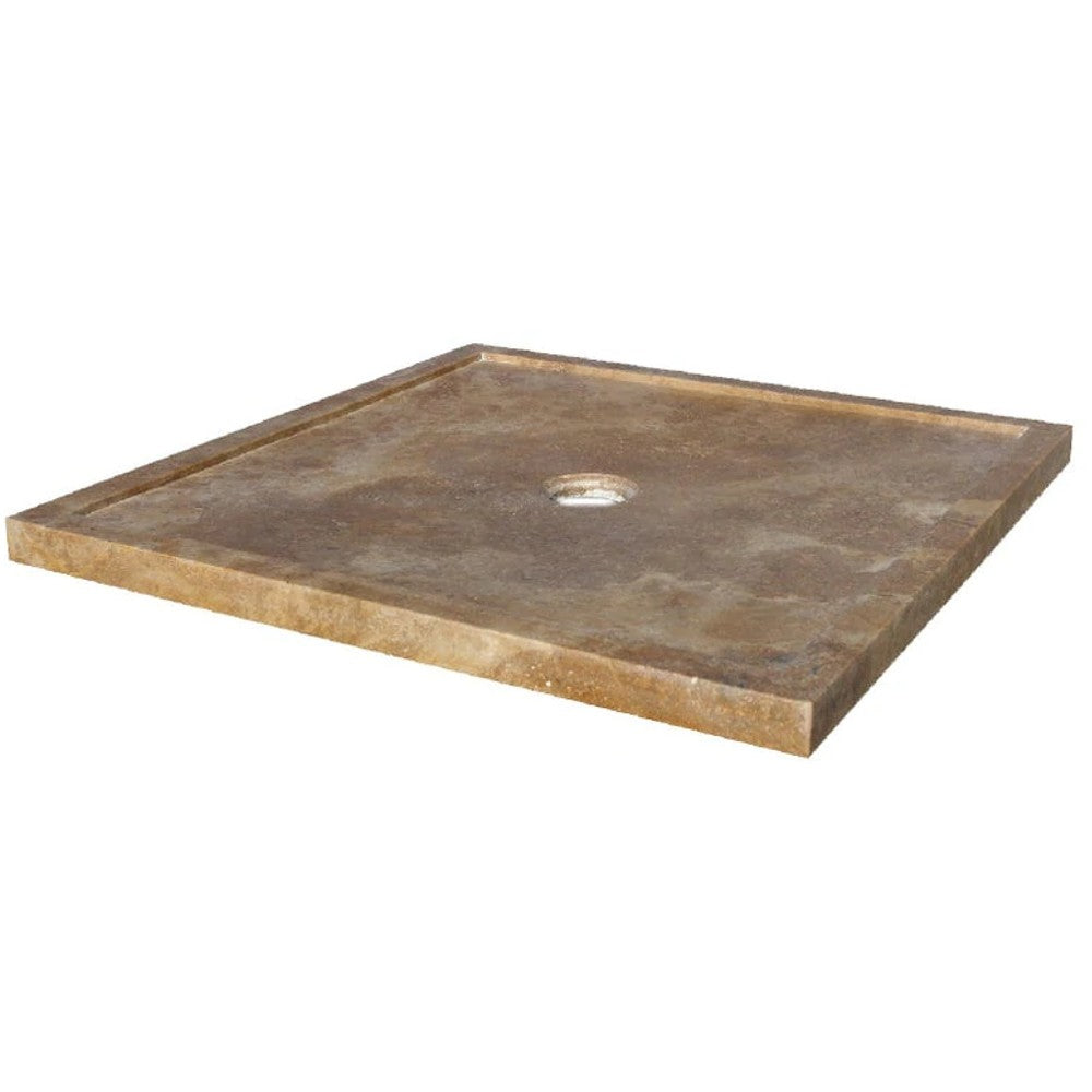 Noce Brown Travertine Square Shower Base (W)36" (L)36" (H)2"