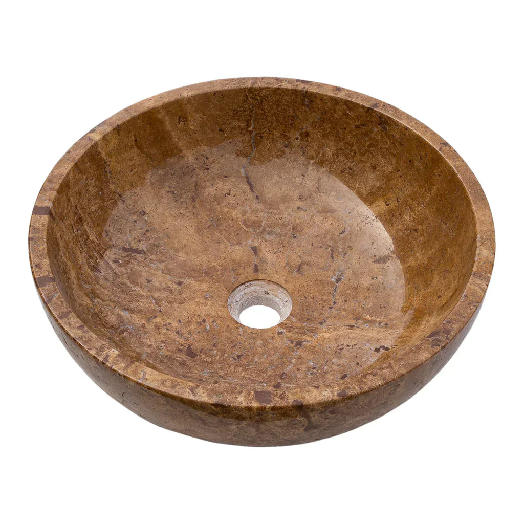 Noce Brown Travertine Natural Stone Above-vanity Bathroom Sink Polished (D)16" (H)6"-READY TO SHIP