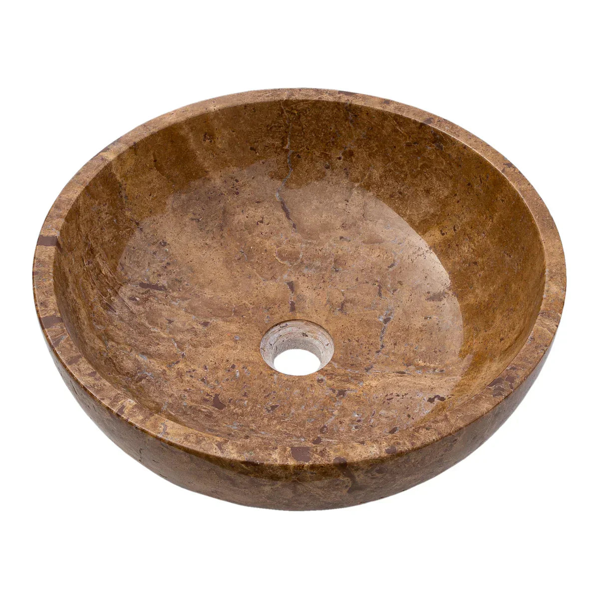 Noce Brown Travertine Natural Stone Above-vanity Bathroom Sink Polished (D)16" (H)6"-READY TO SHIP