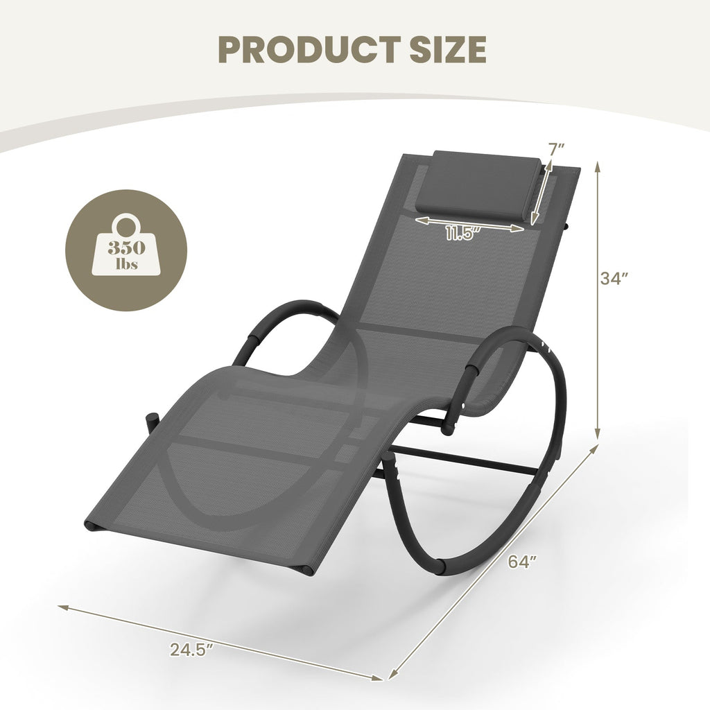 Outdoor Rocking Lounge Chair with Removable Headrest
