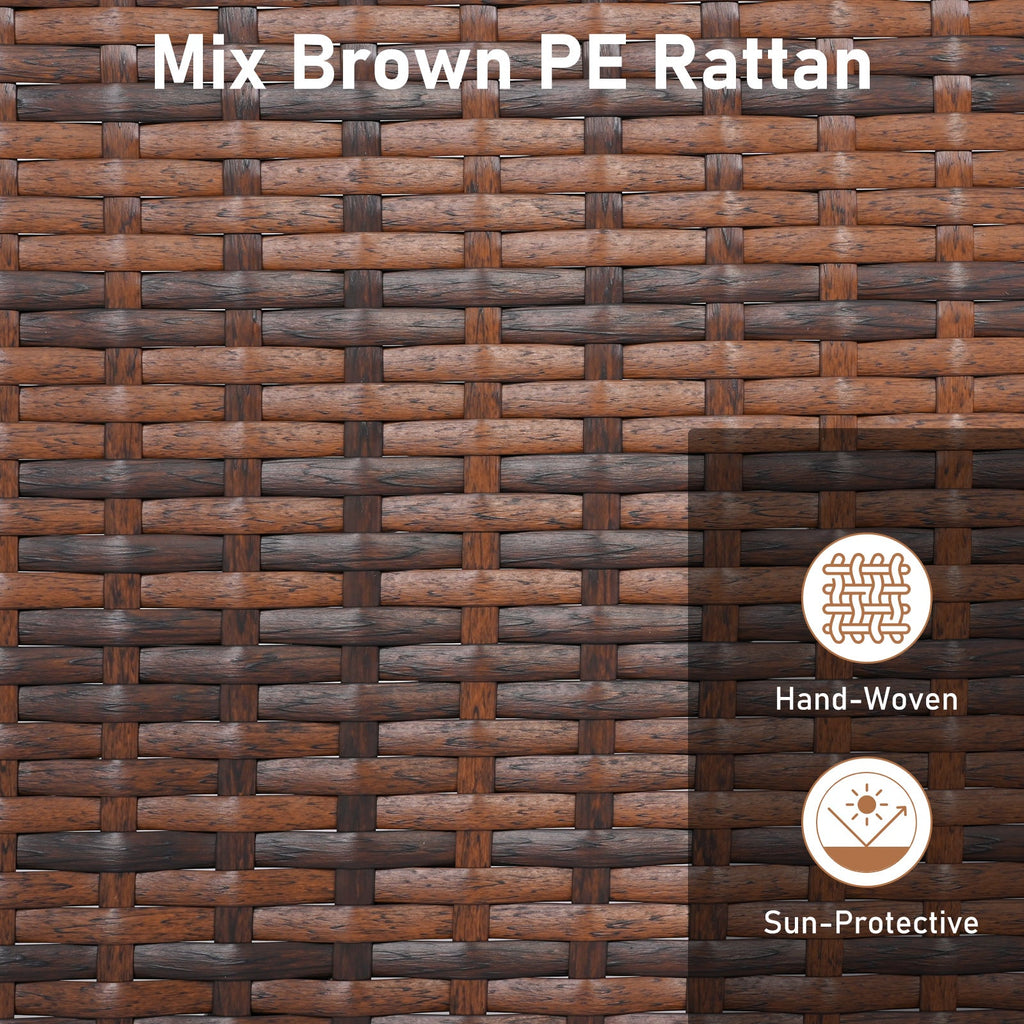 PE Rattan Wicker Ottomans Set of 2 with Removable Cushions-Beige